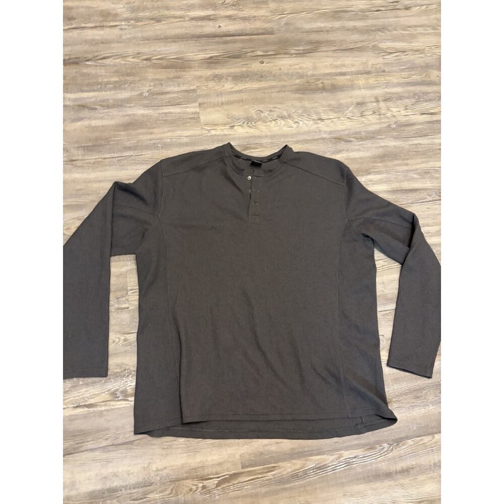 Kuhl Mens XXXL Thermal Henley Shirt Waffle Knit Long Sleeve Outdoor Hiking Gray